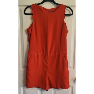 Delia Women's Size‎ 4 Burnt Orange Pockets Scalloped Sleeveless Jumpsuit Romper